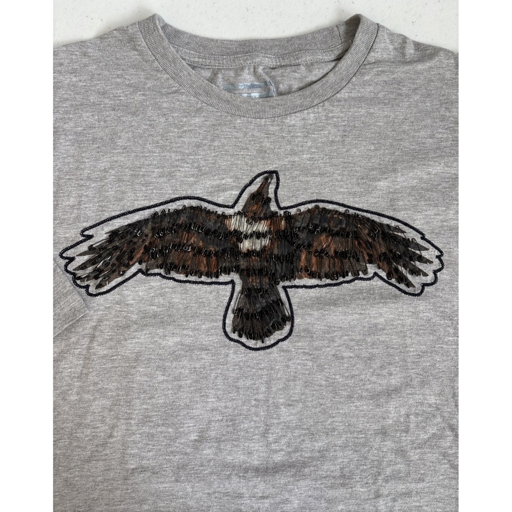 Sean John Men's 2XL Gray Brown Black Safety Pin Bird Crew Neck SS Cotton T-shirt
